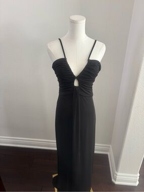 Zac Posen Strapless Black Ruched Front Cutout Maxi Dress 4